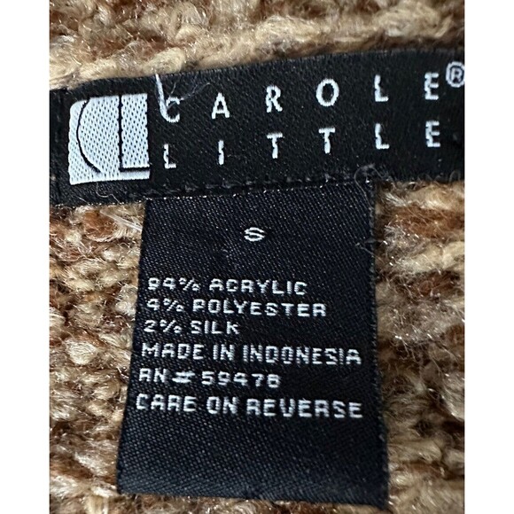 Carole Little Women S Chunky Knit belted Button up Cardigan Sweater Crochet Trim - Picture 4 of 6